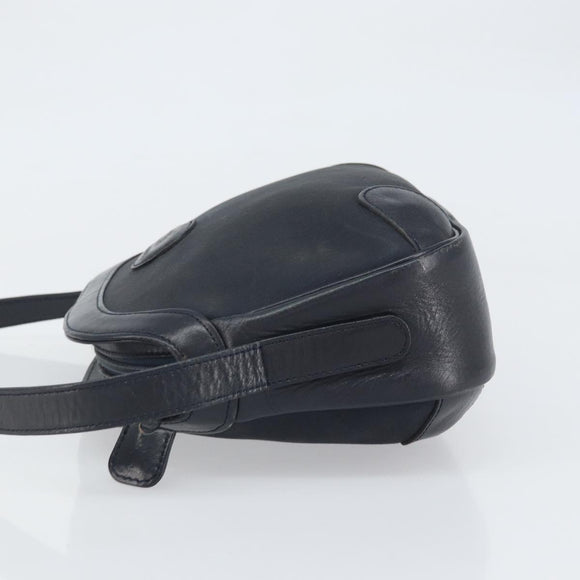 Burberrys Shoulder Bag Leather Navy Gold Auth BA9943