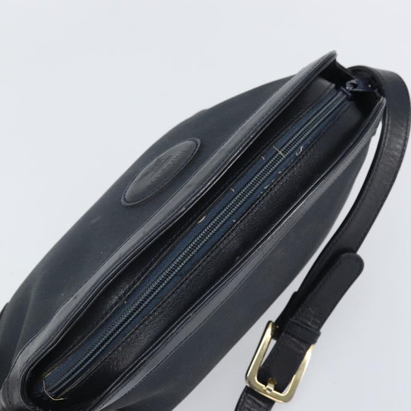 Burberrys Shoulder Bag Leather Navy Gold Auth BA9943