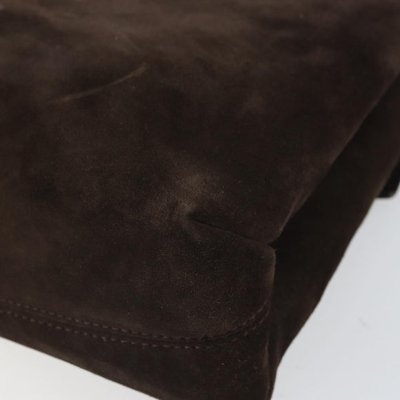 Salvatore Ferragamo Gancini Shoulder Bag Suede Brown Gold Auth BA9944