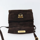 Salvatore Ferragamo Gancini Shoulder Bag Suede Brown Gold Auth BA9944-18