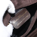 Salvatore Ferragamo Gancini Shoulder Bag Suede Brown Gold Auth BA9944-12