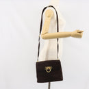 Salvatore Ferragamo Gancini Shoulder Bag Suede Brown Gold Auth BA9944-23