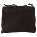 Salvatore Ferragamo Gancini Shoulder Bag Suede Brown Gold Auth BA9944-2