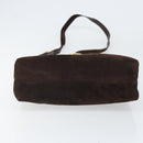 Salvatore Ferragamo Gancini Shoulder Bag Suede Brown Gold Auth BA9944-5
