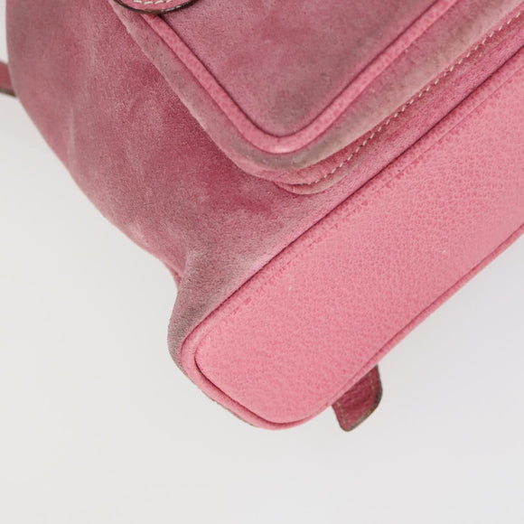 GUCCI Bamboo Backpack Suede Pink Gold 003 2034 0030 Auth BA9946