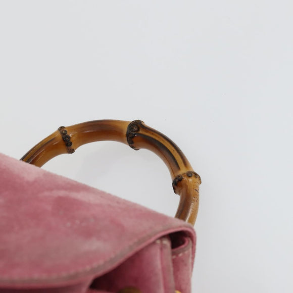 GUCCI Bamboo Backpack Suede Pink Gold 003 2034 0030 Auth BA9946