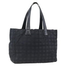 CHANEL New Travel Line Tote Bag Nylon Black Gold CC Auth BA9949-1