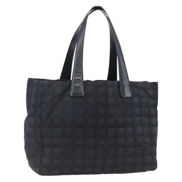 CHANEL New Travel Line Tote Bag Nylon Black Gold CC Auth BA9949