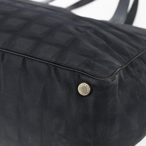 CHANEL New Travel Line Tote Bag Nylon Black Gold CC Auth BA9949