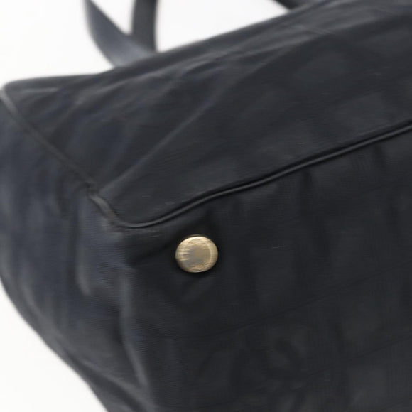 CHANEL New Travel Line Tote Bag Nylon Black Gold CC Auth BA9949