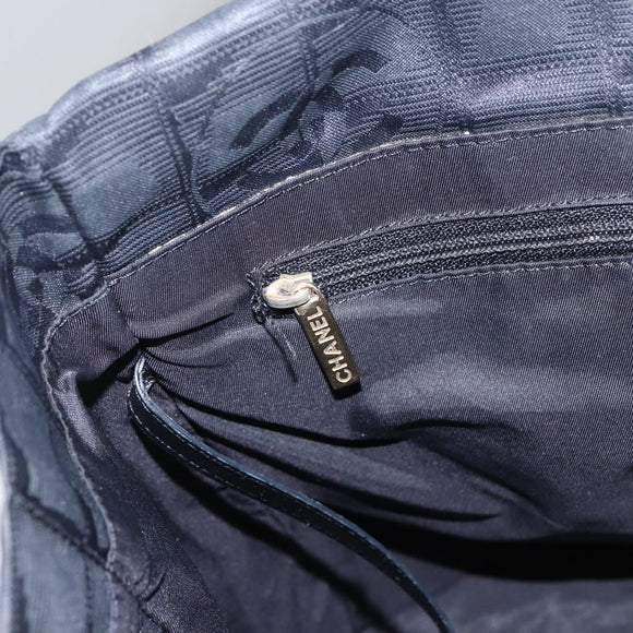 CHANEL New Travel Line Tote Bag Nylon Black Gold CC Auth BA9949