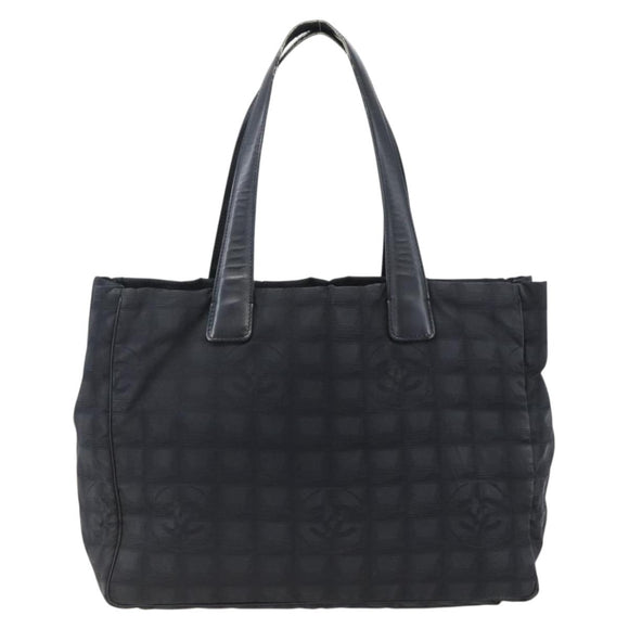 CHANEL New Travel Line Tote Bag Nylon Black Gold CC Auth BA9949