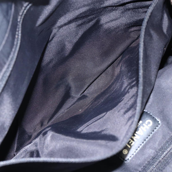 CHANEL New Travel Line Tote Bag Nylon Black Gold CC Auth BA9949