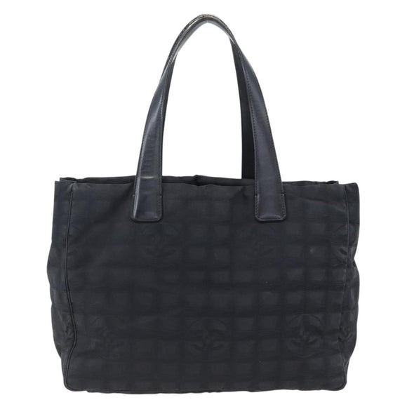 CHANEL New Travel Line Tote Bag Nylon Black Gold CC Auth BA9949