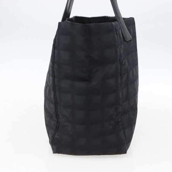 CHANEL New Travel Line Tote Bag Nylon Black Gold CC Auth BA9949