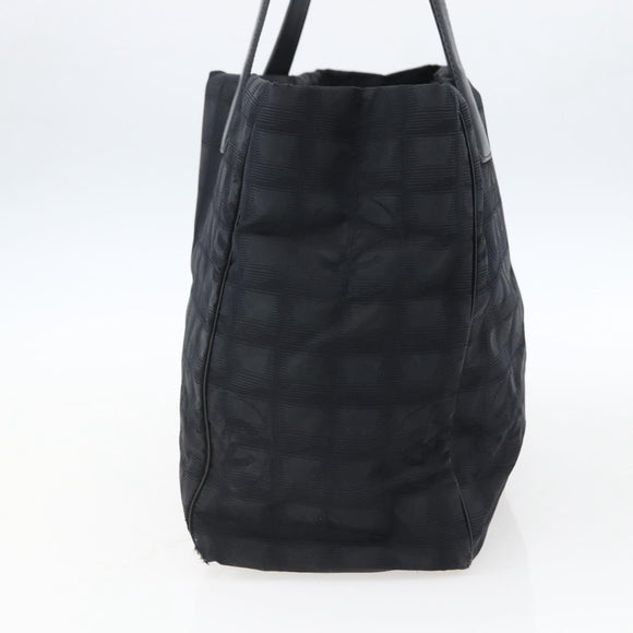 CHANEL New Travel Line Tote Bag Nylon Black Gold CC Auth BA9949