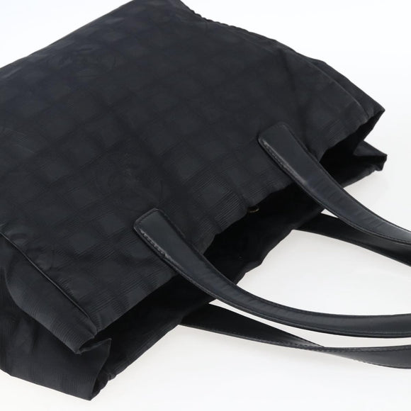 CHANEL New Travel Line Tote Bag Nylon Black Gold CC Auth BA9949