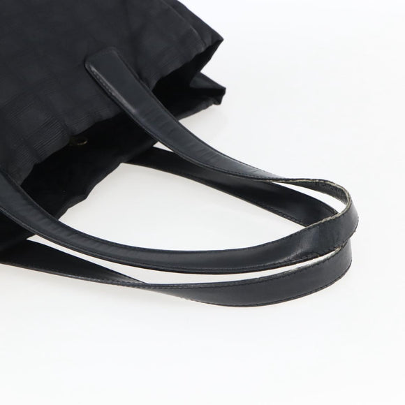 CHANEL New Travel Line Tote Bag Nylon Black Gold CC Auth BA9949