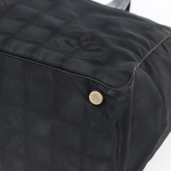 CHANEL New Travel Line Tote Bag Nylon Black Gold CC Auth BA9950