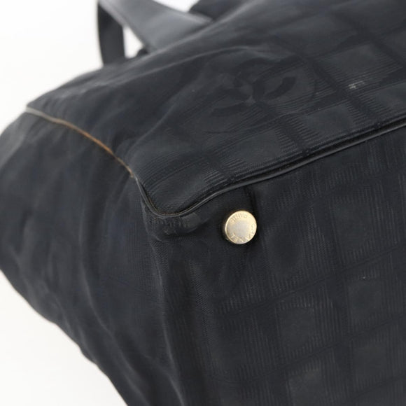 CHANEL New Travel Line Tote Bag Nylon Black Gold CC Auth BA9950