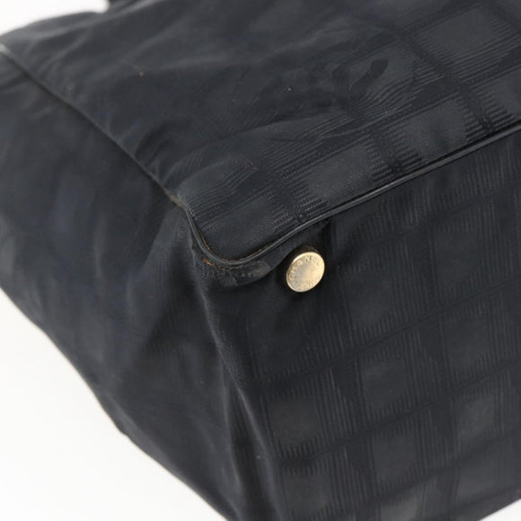 CHANEL New Travel Line Tote Bag Nylon Black Gold CC Auth BA9950