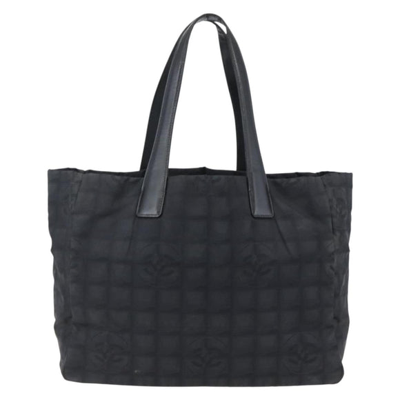 CHANEL New Travel Line Tote Bag Nylon Black Gold CC Auth BA9950