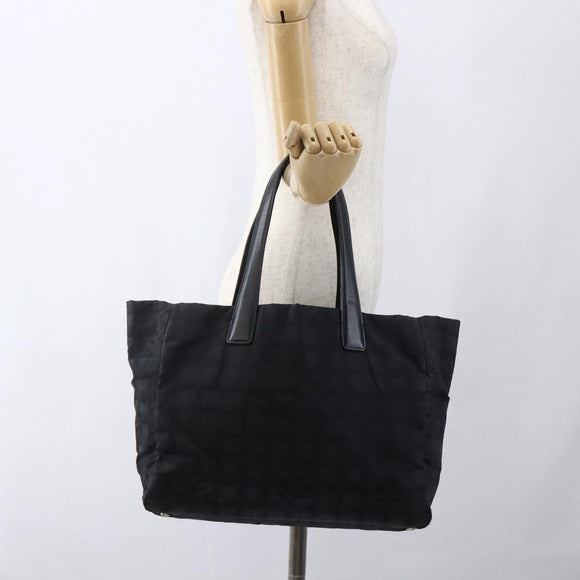 CHANEL New Travel Line Tote Bag Nylon Black Gold CC Auth BA9950