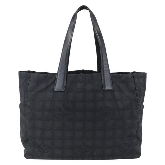 CHANEL New Travel Line Tote Bag Nylon Black Gold CC Auth BA9950