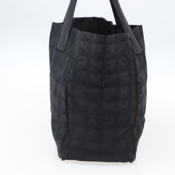 CHANEL New Travel Line Tote Bag Nylon Black Gold CC Auth BA9950