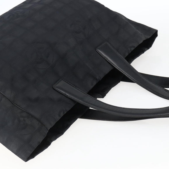 CHANEL New Travel Line Tote Bag Nylon Black Gold CC Auth BA9950