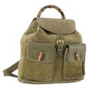 GUCCI Bamboo Backpack Suede Khaki Gold 003 58 0016 Auth BA9952-1