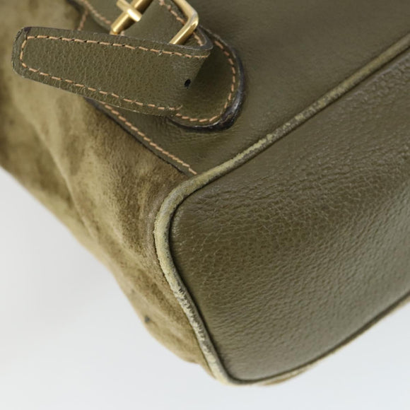 GUCCI Bamboo Backpack Suede Khaki Gold 003 58 0016 Auth BA9952