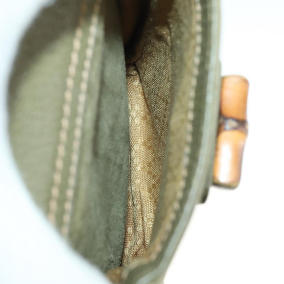 GUCCI Bamboo Backpack Suede Khaki Gold 003 58 0016 Auth BA9952