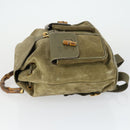 GUCCI Bamboo Backpack Suede Khaki Gold 003 58 0016 Auth BA9952-5