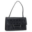 Salvatore Ferragamo Gancini Hand Bag Leather Black Silver Auth BA9953-1