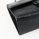 Salvatore Ferragamo Gancini Hand Bag Leather Black Silver Auth BA9953-14