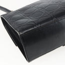 Salvatore Ferragamo Gancini Hand Bag Leather Black Silver Auth BA9953-16