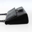 Salvatore Ferragamo Gancini Hand Bag Leather Black Silver Auth BA9953-3