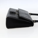 Salvatore Ferragamo Gancini Hand Bag Leather Black Silver Auth BA9953-4