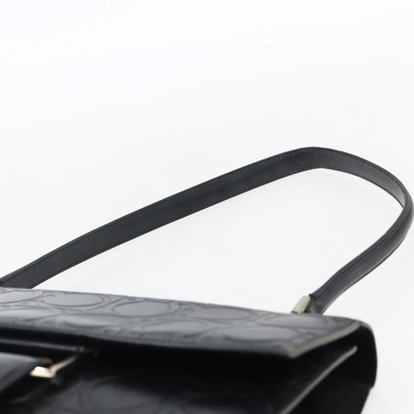 Salvatore Ferragamo Gancini Hand Bag Leather Black Silver Auth BA9953