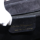 Salvatore Ferragamo Hand Bag Suede Black Gold Auth BA9957-15