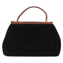 Salvatore Ferragamo Hand Bag Suede Black Gold Auth BA9957-3