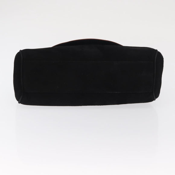 Salvatore Ferragamo Hand Bag Suede Black Gold Auth BA9957