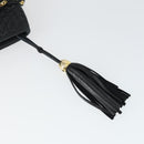 BALLY Chain Shoulder Bag Leather Black Gold Auth BA9958-10