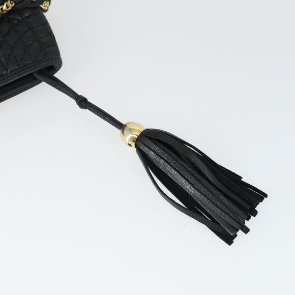 BALLY Chain Shoulder Bag Leather Black Gold Auth BA9958