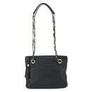 BALLY Chain Shoulder Bag Leather Black Gold Auth BA9958-13