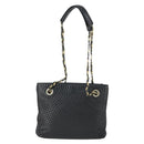 BALLY Chain Shoulder Bag Leather Black Gold Auth BA9958-2