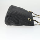 BALLY Chain Shoulder Bag Leather Black Gold Auth BA9958-3
