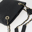 BALLY Chain Shoulder Bag Leather Black Gold Auth BA9958-6