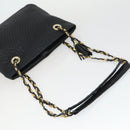 BALLY Chain Shoulder Bag Leather Black Gold Auth BA9958-7